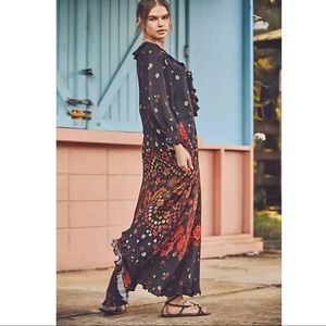 New Free People Talsey Maxi Dress X-SMALL Black Combo